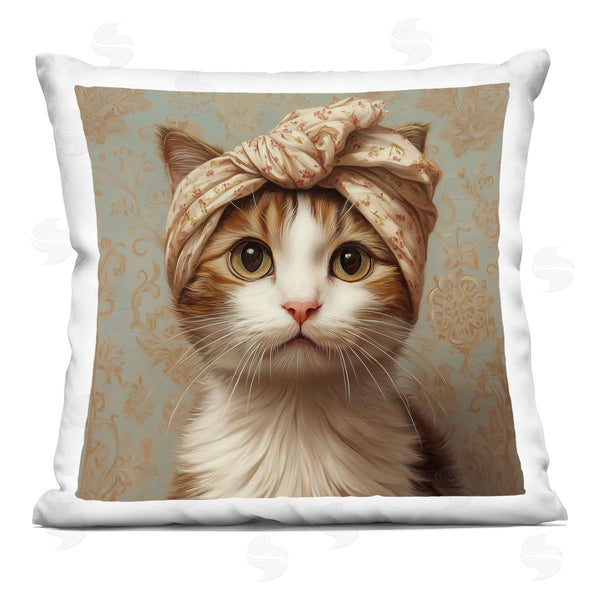 stupell industries Jim Baldwin | Cat with Fashionable Turban Printed Throw Pillow