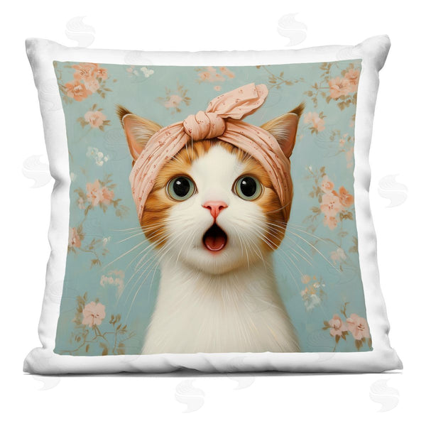stupell industries Jim Baldwin | Cat with Pink Bandana Printed Throw Pillow