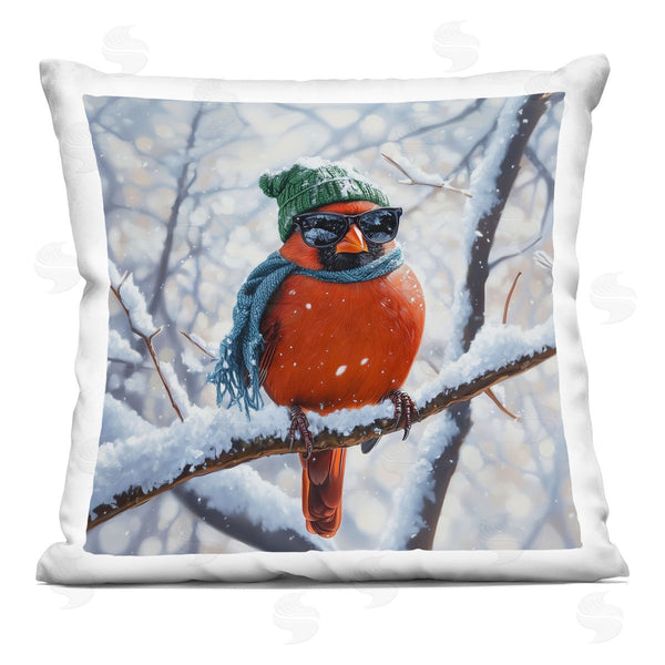 stupell industries Jim Baldwin | Christmas Cool Cardinal Printed Throw Pillow