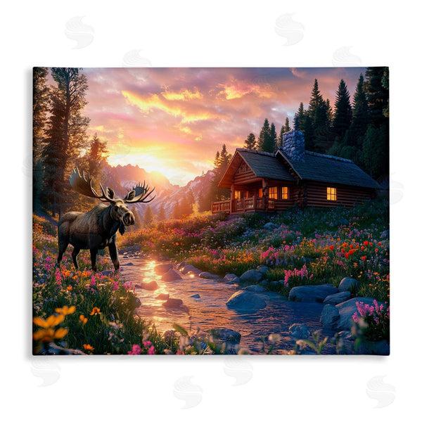 stupell industries Jim Baldwin | Cozy Cabin Moose Visit