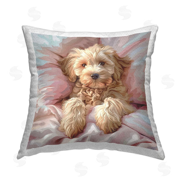 Stupell Industries Jim Baldwin | Cuddling Labradoodle Bed Printed Throw Pillow