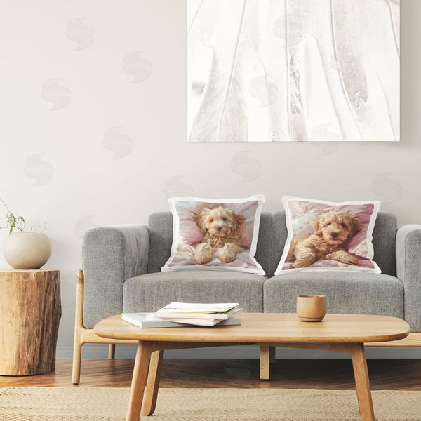Stupell Industries Jim Baldwin | Cuddling Labradoodle In Bed Printed Throw Pillow Set
