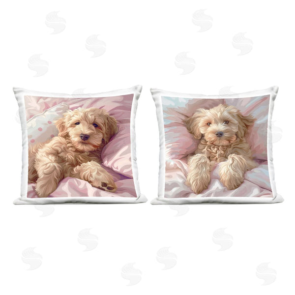Stupell Industries Jim Baldwin | Cuddling Labradoodle In Bed Printed Throw Pillow Set