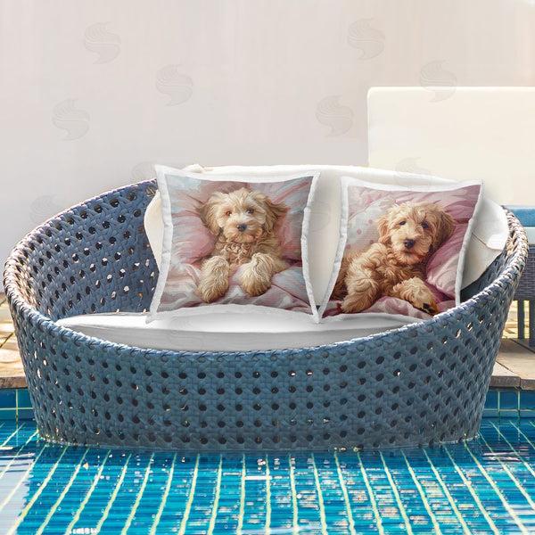 Stupell Industries Jim Baldwin | Cuddling Labradoodle In Bed Printed Throw Pillow Set
