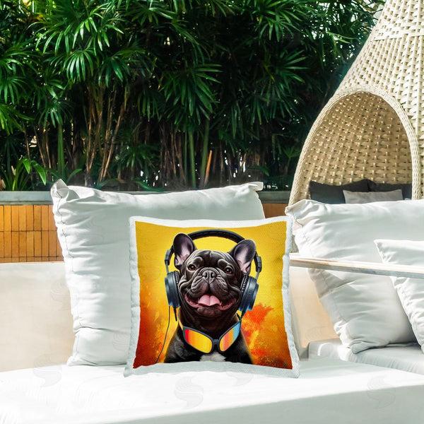 Stupell Industries Jim Baldwin | Dog & Headphones Portrait Printed Throw Pillow