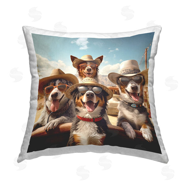 stupell industries Jim Baldwin | Dogs in Cowboy Hats Printed Throw Pillow
