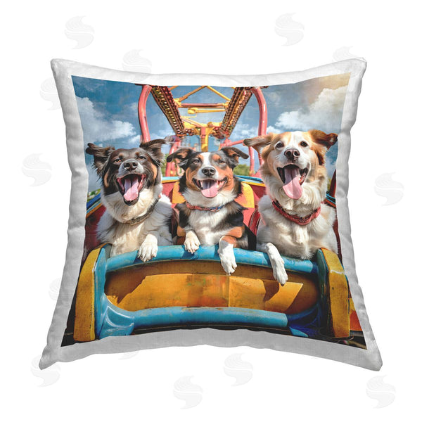 stupell industries Jim Baldwin | Dogs on Roller Coaster Printed Throw Pillow