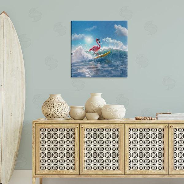 Stupell Industries Jim Baldwin | Flamingo Surfing White Caps Wall Art