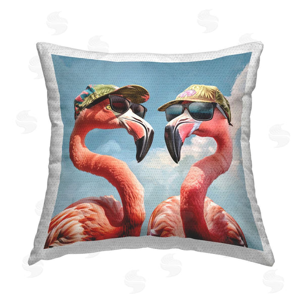 Stupell Industries Jim Baldwin | Flamingos With Tropical Hats Printed Throw Pillow