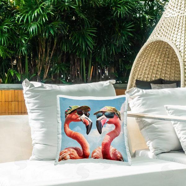 Stupell Industries Jim Baldwin | Flamingos With Tropical Hats Printed Throw Pillow