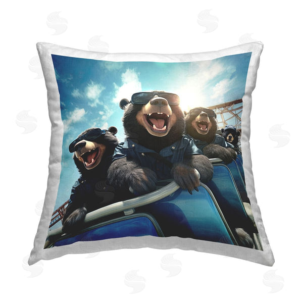 stupell industries Jim Baldwin | Fun Bears on Ride Printed Throw Pillow