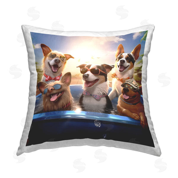 stupell industries Jim Baldwin | Fun Dogs in Pool Printed Throw Pillow