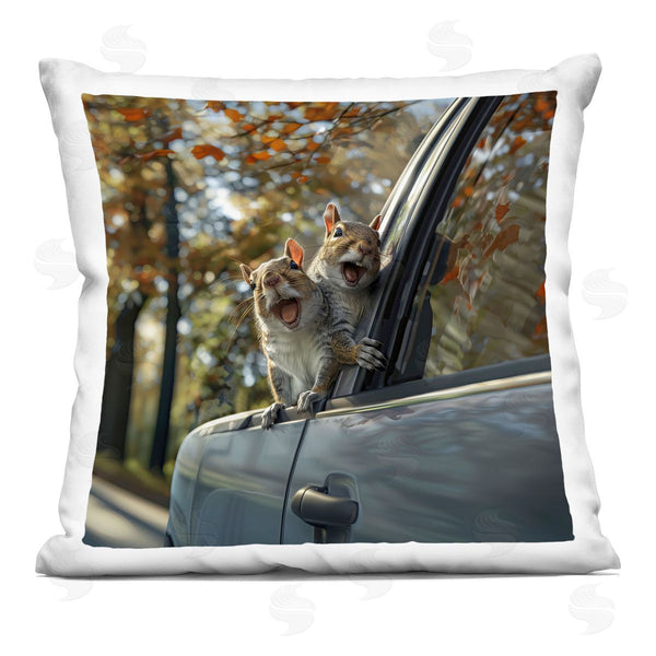 stupell industries Jim Baldwin | Funny Squirrel Truck Printed Throw Pillow