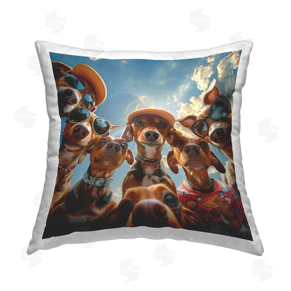 stupell industries Jim Baldwin | Funny Wiener Dog Selfie Printed Throw Pillow