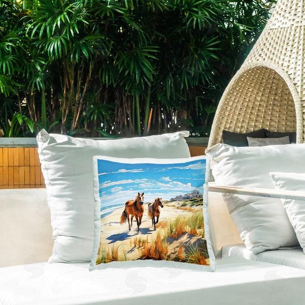Stupell Industries Jim Baldwin | Galloping Beach Horses Printed Throw Pillow