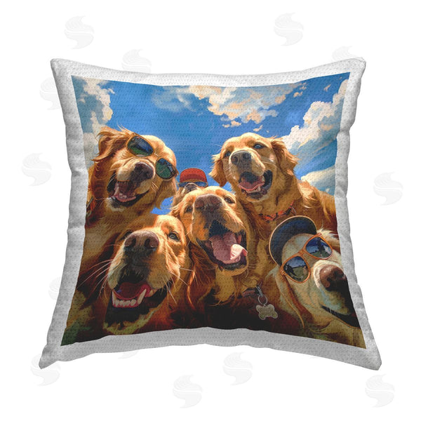 Stupell Industries Jim Baldwin | Golden Retriever Group Selfie Printed Throw Pillow