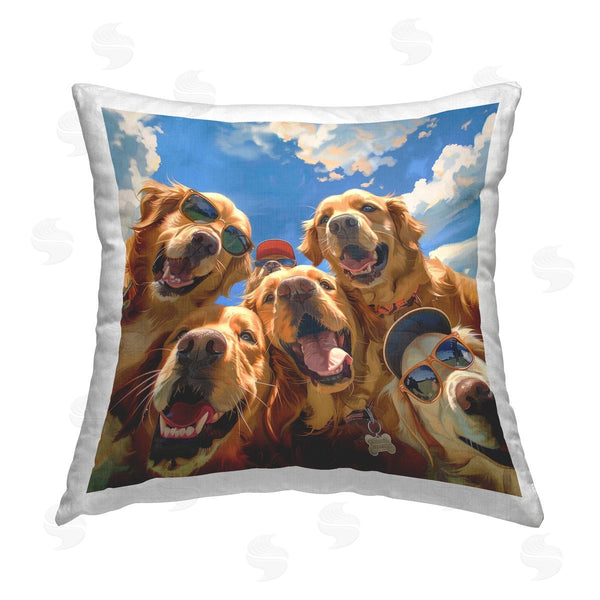 stupell industries Jim Baldwin | Golden Retriever Group Selfie Printed Throw Pillow