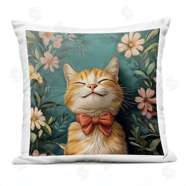 Stupell Industries Jim Baldwin | Happy Cat Surrounded With Daisies Printed Throw Pillow