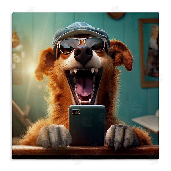 stupell industries Jim Baldwin | Happy Dog on Cell Phone Wall Art