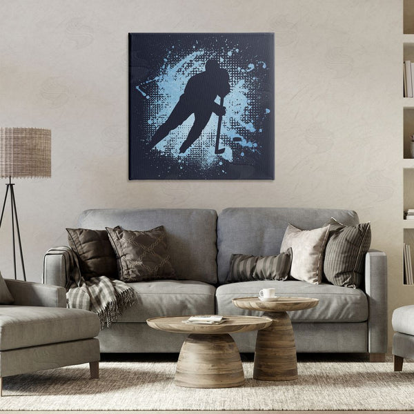 Stupell Industries Jim Baldwin | Hockey Stance Blue Splash Wall Art