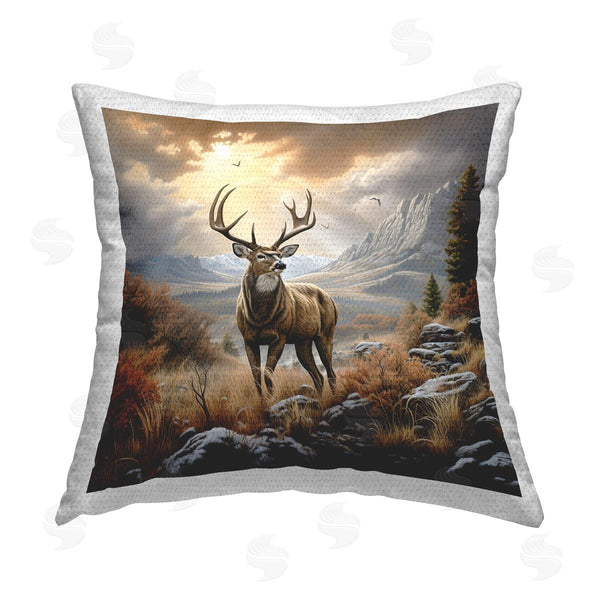 Stupell Industries Jim Baldwin | Majestic Elk Mountain Scenery Printed Throw Pillow