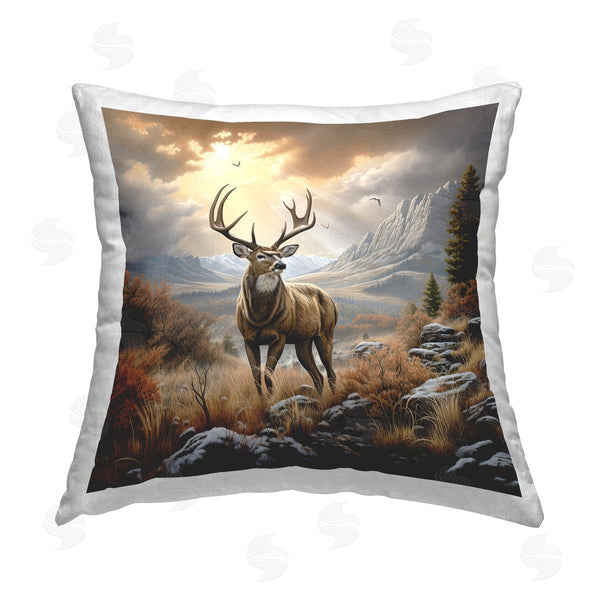 stupell industries Jim Baldwin | Majestic Elk Mountain Scenery Printed Throw Pillow