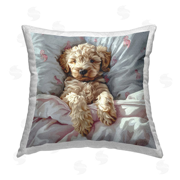 Stupell Industries Jim Baldwin | Nap Time Cuddling Labradoodle Printed Throw Pillow