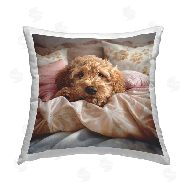 stupell industries Jim Baldwin | Nap Time Cuddling Pup Printed Throw Pillow