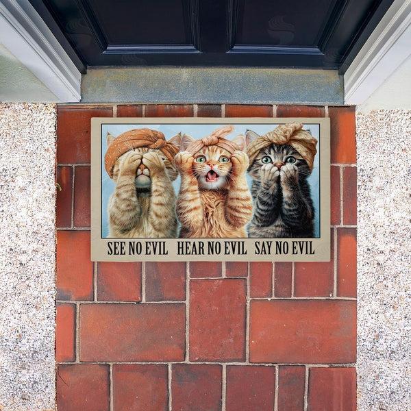 Stupell Industries Jim Baldwin | No Evil Cats Trio Non-Woven Door Mat