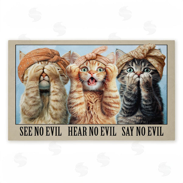 stupell industries Jim Baldwin | No Evil Cats Trio Non-Woven Door Mat