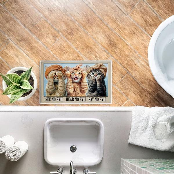 Stupell Industries Jim Baldwin | No Evil Cats Trio Plush Bath Mat