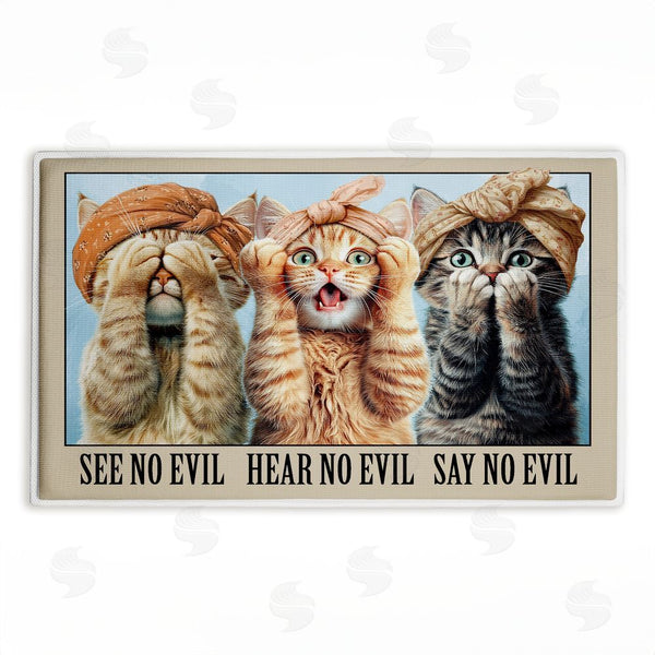 stupell industries Jim Baldwin | No Evil Cats Trio Plush Bath Mat
