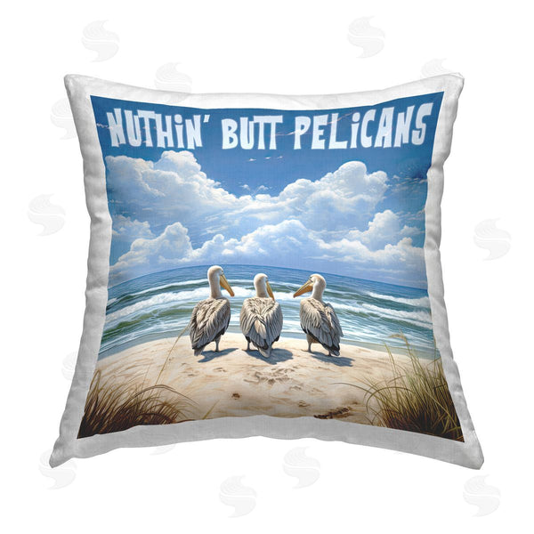 stupell industries Jim Baldwin | Nuthin' Butt Pelicans Printed Throw Pillow