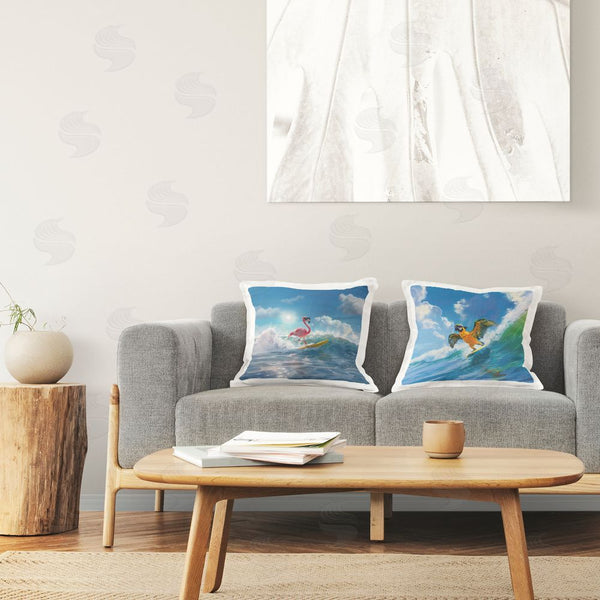 Stupell Industries Jim Baldwin | Parrot & Flamingo Surf Printed Throw Pillow Set