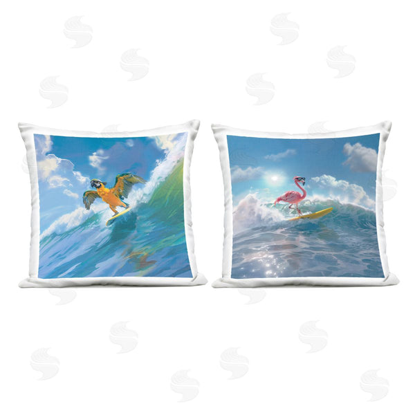 Stupell Industries Jim Baldwin | Parrot & Flamingo Surf Printed Throw Pillow Set