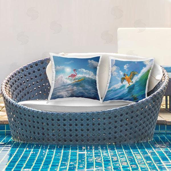 Stupell Industries Jim Baldwin | Parrot & Flamingo Surf Printed Throw Pillow Set
