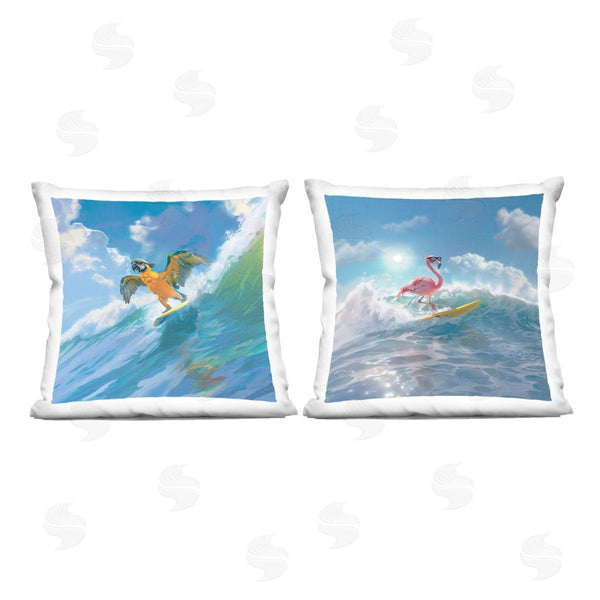 stupell industries Jim Baldwin | Parrot & Flamingo Surf Printed Throw Pillow Set