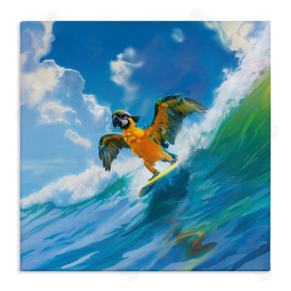stupell industries Jim Baldwin | Parrot Surfing Sea Waves Wall Art