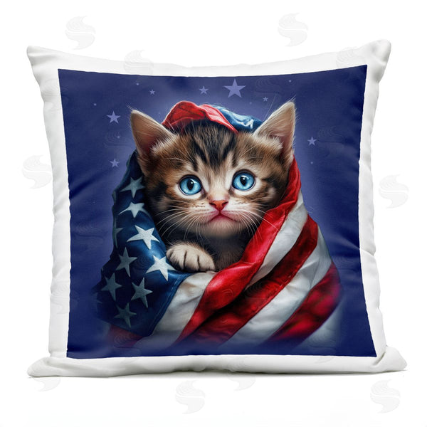 Stupell Industries Jim Baldwin | Patriotic Kitten Flag Printed Throw Pillow