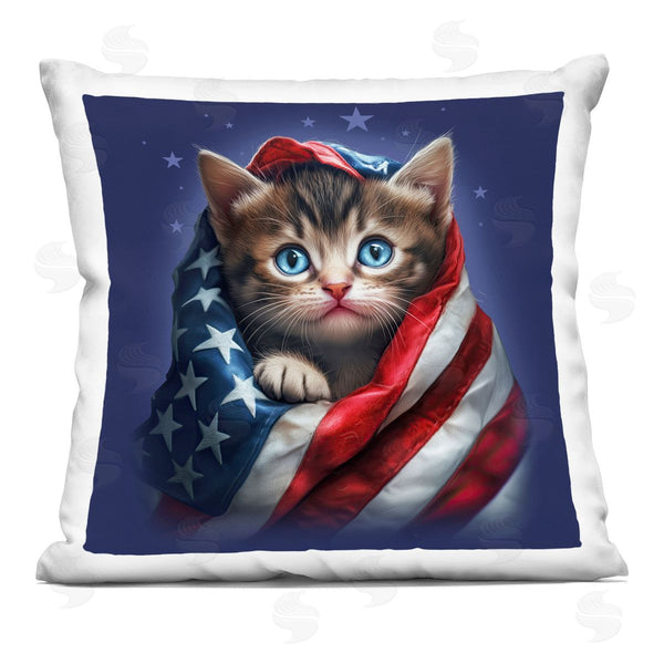 stupell industries Jim Baldwin | Patriotic Kitten Flag Printed Throw Pillow