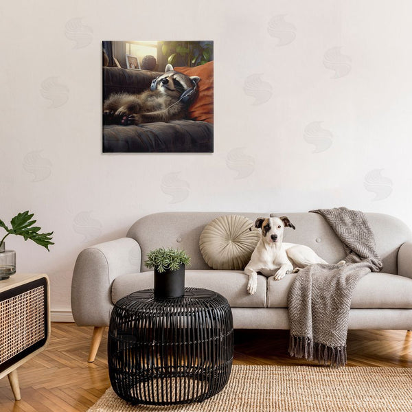 Stupell Industries Jim Baldwin | Raccoon Relaxing Headphones Wall Art