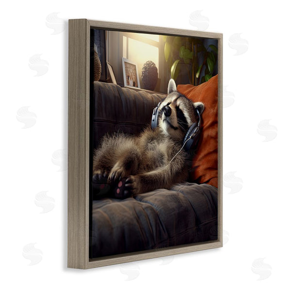 Stupell Industries Jim Baldwin | Raccoon Relaxing Headphones Wall Art