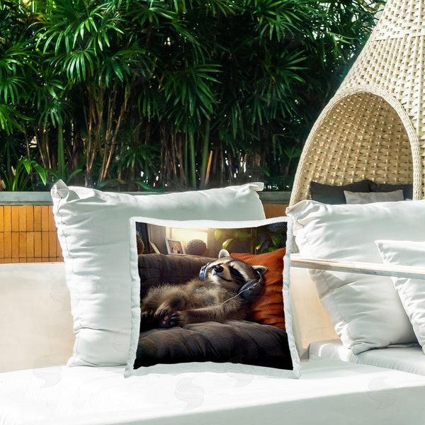 Stupell Industries Jim Baldwin | Raccoon & Relaxing Music Printed Throw Pillow