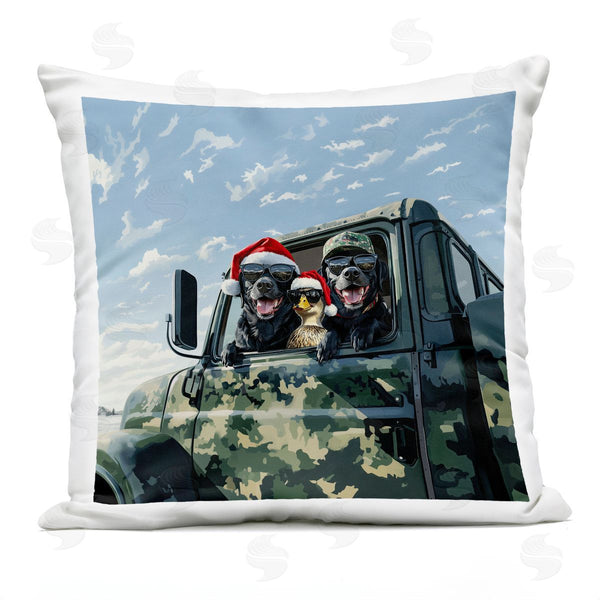Stupell Industries Jim Baldwin | Santa Dogs & Duck Printed Throw Pillow