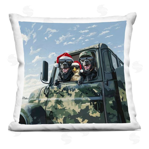 stupell industries Jim Baldwin | Santa Dogs & Duck Printed Throw Pillow