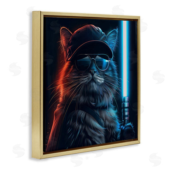 Stupell Industries Jim Baldwin | Sci-Fi Cat With Glowing Saber