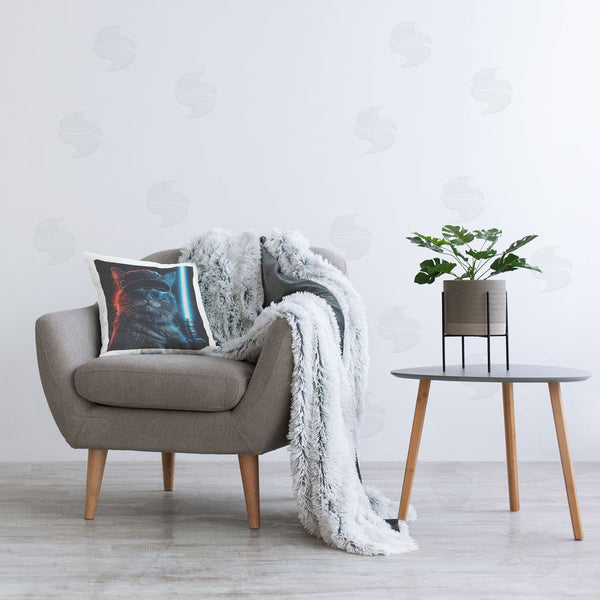 Stupell Industries Jim Baldwin | Sci-Fi Cat With Glowing Saber Printed Throw Pillow