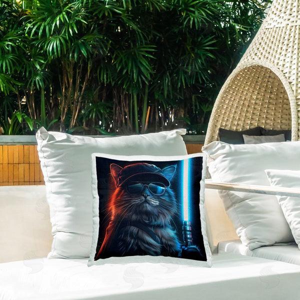 Stupell Industries Jim Baldwin | Sci-Fi Cat With Glowing Saber Printed Throw Pillow
