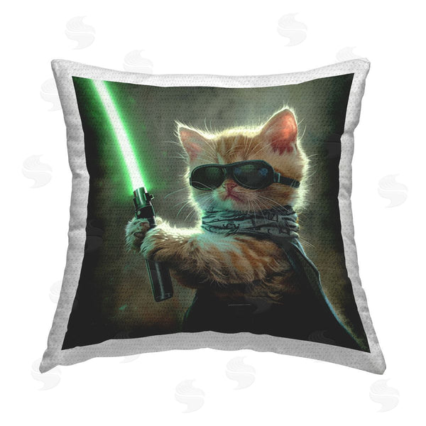 Stupell Industries Jim Baldwin | Sci-Fi Kitten With Saber Printed Throw Pillow