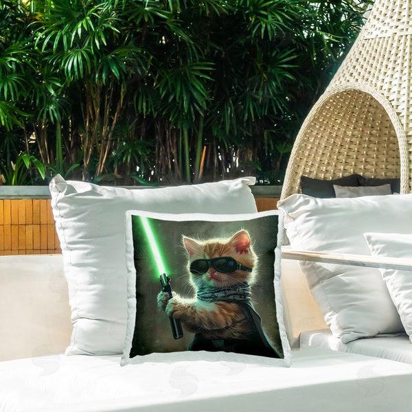 Stupell Industries Jim Baldwin | Sci-Fi Kitten With Saber Printed Throw Pillow